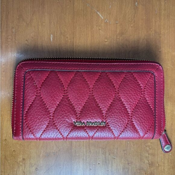 Vera Bradley Handbags - Vera Bradley Sycamore Georgia Red Quilted Wallet with Zip-Around Closure
